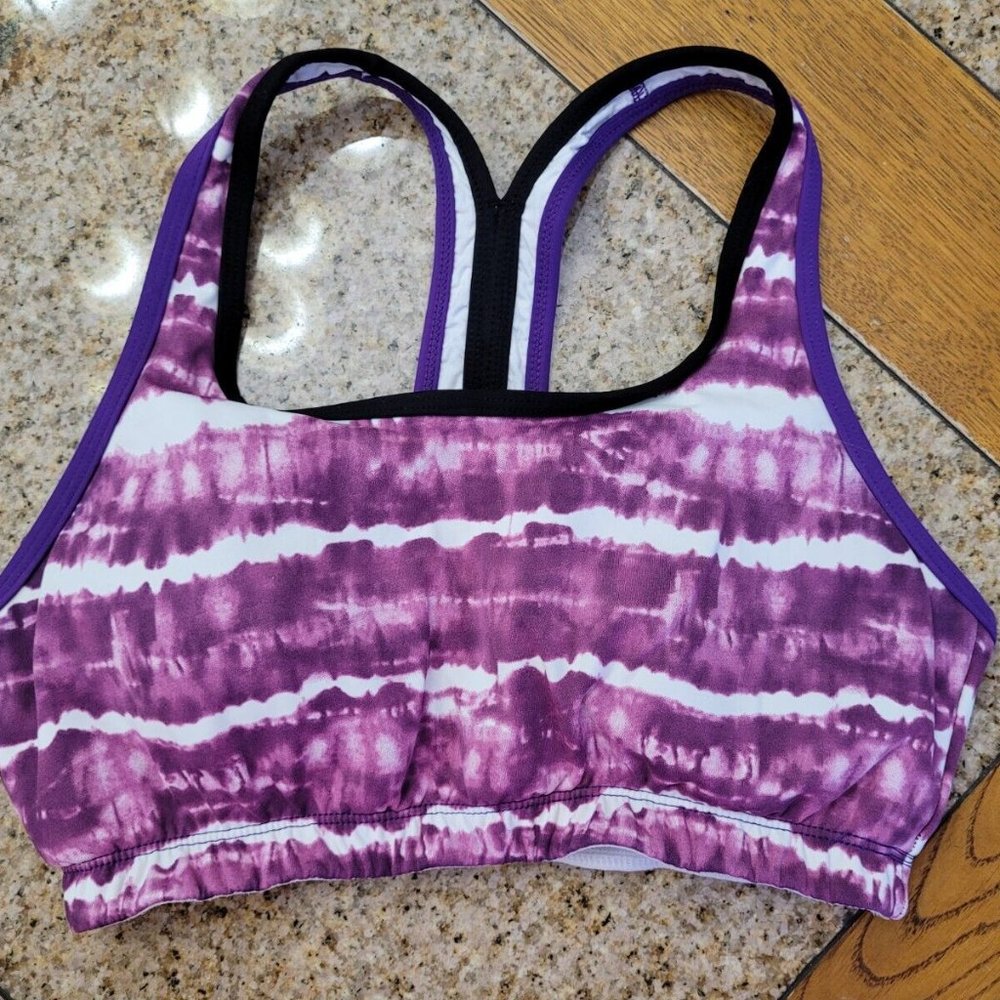 ATHLETA Tri Ready to Run Purple Tie Dye Sports Bra Top ** Small ** EUC !!
